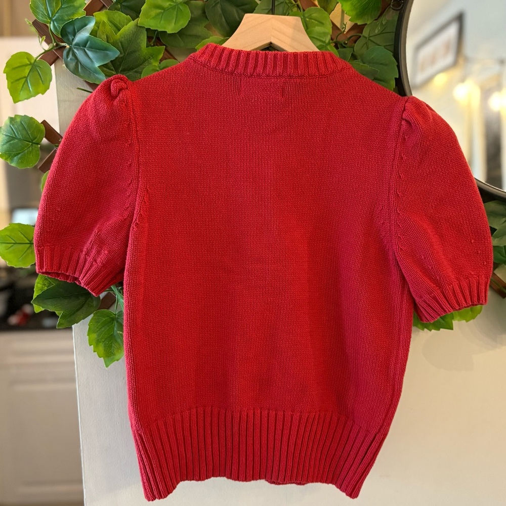 [NWOT] Marled Puff Sleeve Button-Front Knit Cardigan – Cherry Red (Never Worn) - Picture 6 of 9